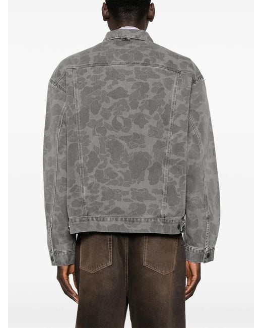 Carhartt Gray Helston Camouflage Buttoned Jacket for men