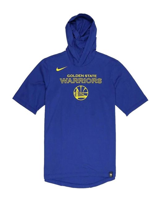 Nike Blue Nba Golden State Warriors Short-Sleeve Hooded T-Shirt for men