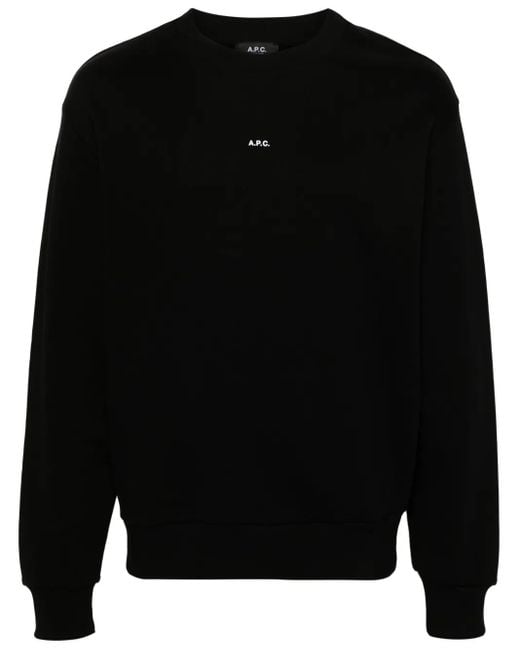 A.P.C. Black Logo-Print Cotton Sweatshirt for men