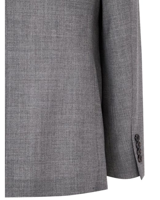 MAN ON THE BOON. Gray Notched-Lapels Wool Blazer for men