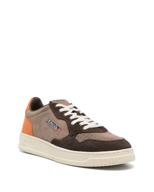 Autry Brown Coffee Low-Top Sneakers With Logo Patch for men
