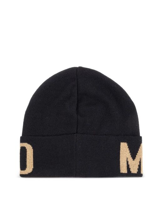 Moschino Blue Logo-Detail Beanie