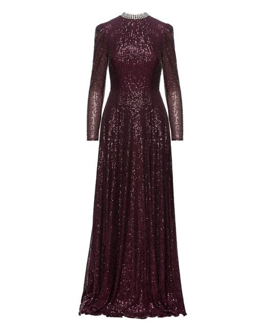 Vestido largo con lentejuelas Nissa de color Purple