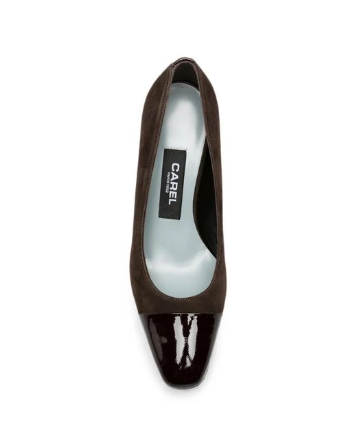 CAREL PARIS Black Rosana Patent-Trimmed Pumps