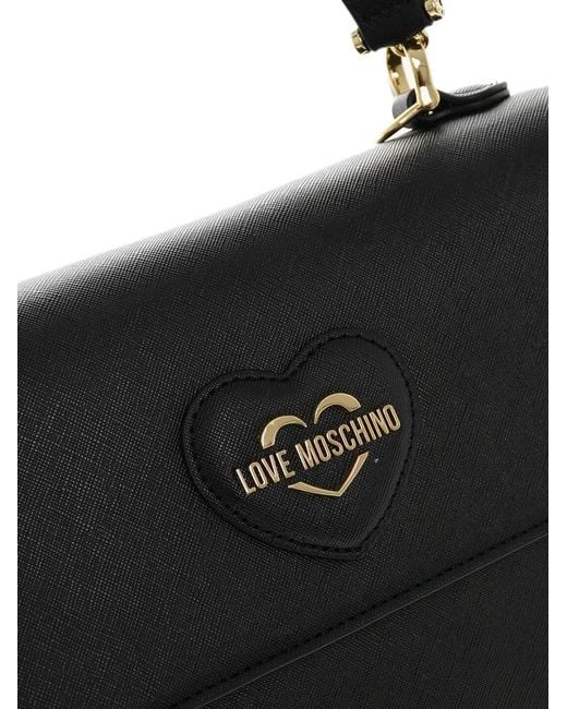 Moschino Black Heart-Motif Tote Bag