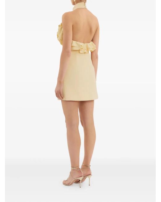 Rebecca Vallance Natural Aubriella Ruffled Floral Mini Dress
