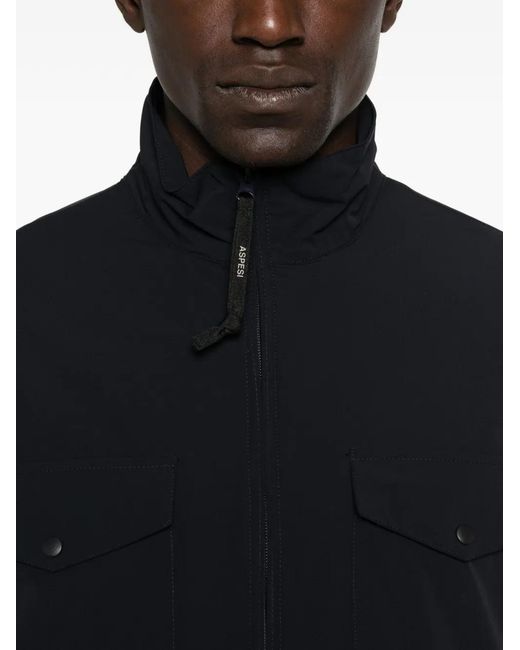 Aspesi Blue Veste Zippée À Détails De Poches for men