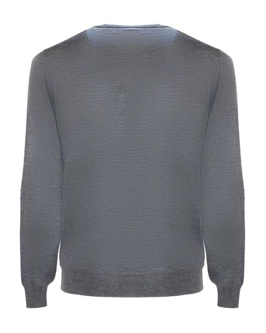 Fedeli Gray Crew-Neck Sweater for men