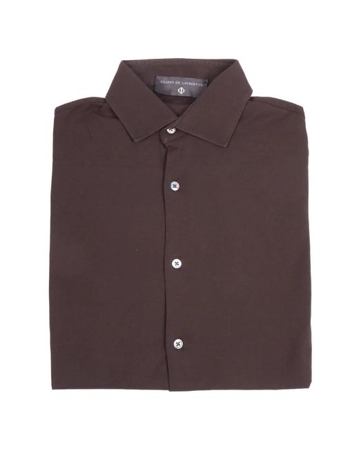 FILIPPO DE LAURENTIIS Brown Button-Down Cotton Shirt for men