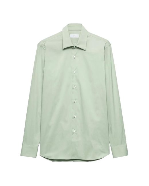 Prada Green Stretch Cotton Shirt for men