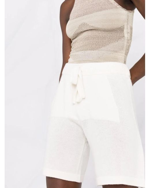 P.A.R.O.S.H. White Knitted Drawstring Waist Shorts