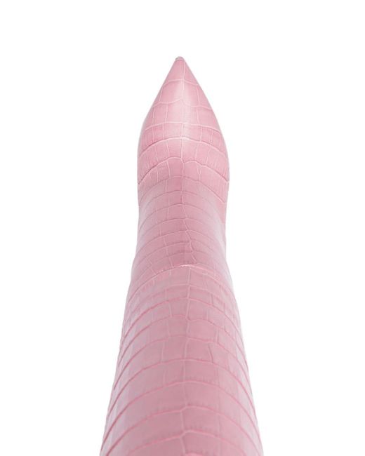 Botas altas con efecto de piel de cocodrilo Paris Texas de color Pink