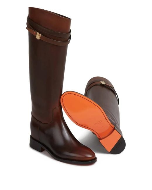 Santoni Brown Hermione Strap Boots