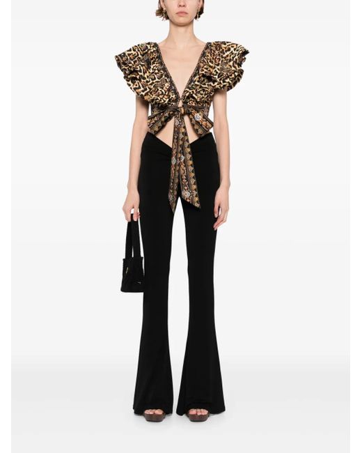 Camilla Brown Ruffle Wrap Top