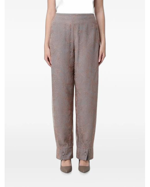 Emporio Armani Gray Embroidered Tulle Trousers