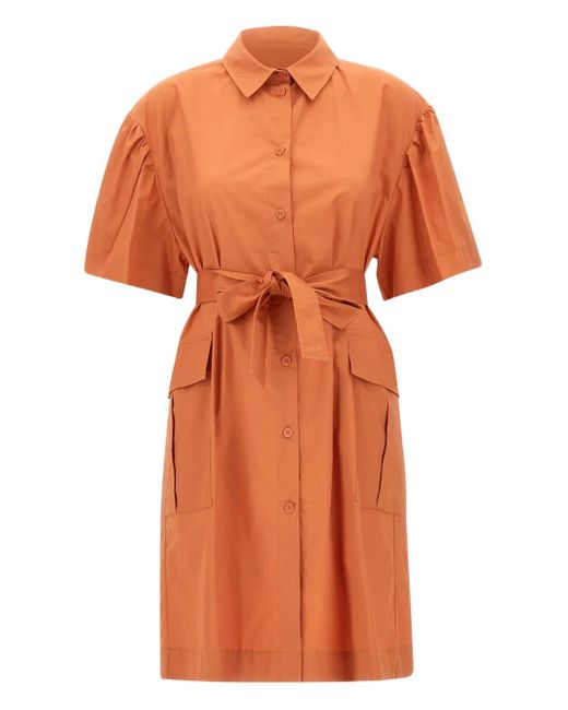 Kaos Jurk Met Zakken En Korte Mouwen in het Orange