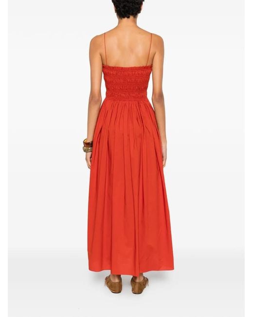 Matteau Shirred Spaghetti-Straps Cotton Maxi Dress