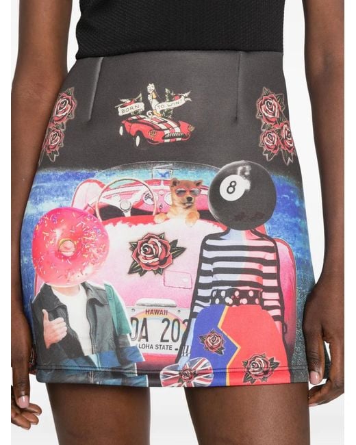 The Artistylist Black Graphic-Print Short-Sleeve Dress