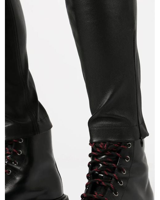 ROMEO HUNTE Black Slim-Fit Leather Trousers for men