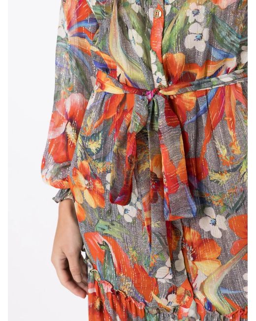 Amir Slama White Floral-Print Silk Dress