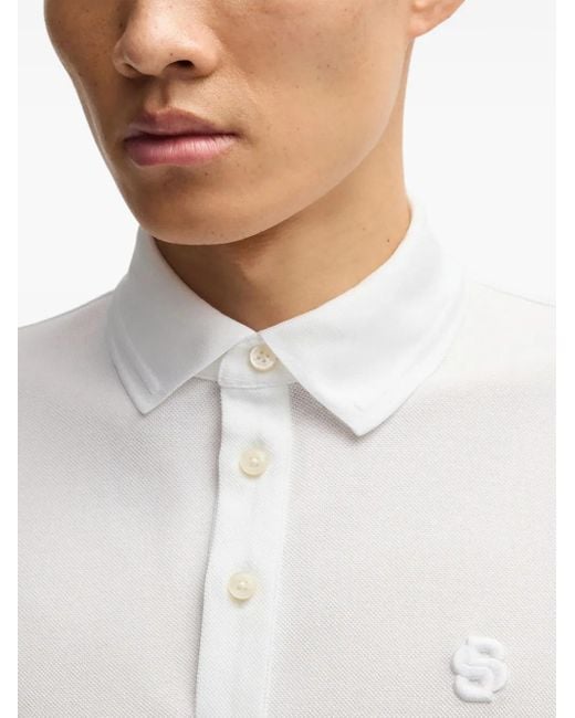 Polo En Piqué À Monogramme Double B Boss pour homme en coloris White