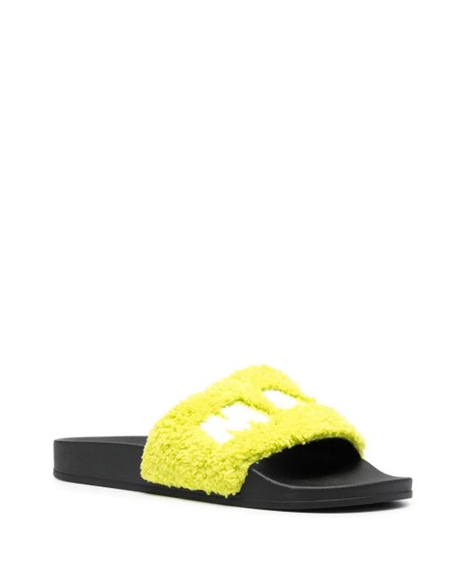Marni Yellow Logo Flat Slides for men