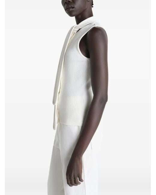 Lemaire White Asymmetrical Fitted Top