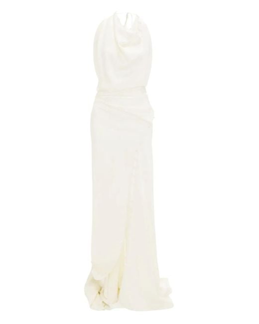 Victoria Beckham White Cowl-Neck Maxi Dress