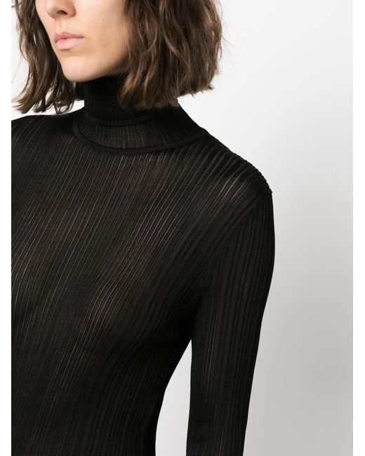Tom Ford Black Roll-Neck Ribbed-Knit Jumper
