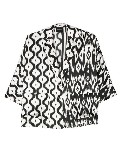 Simonetta Ravizza Black Geometric-print Silk Blazer