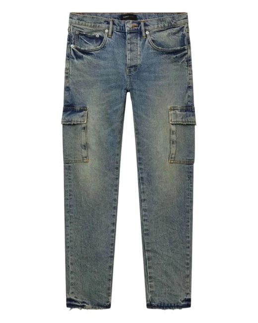Purple Brand Blue Cargo Skinny Jeans for men