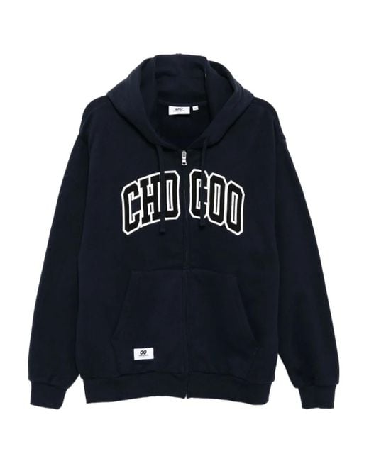 Chocoolate Blue Logo-Embroidered Hoodie for men