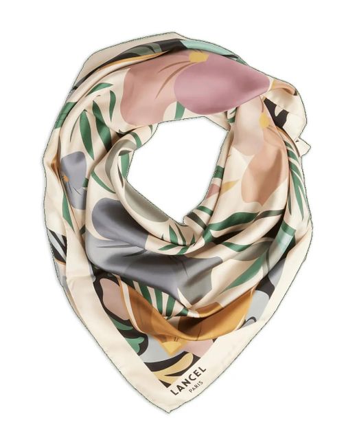 Lancel Metallic Reve De Fleurs-Print Square Scarf