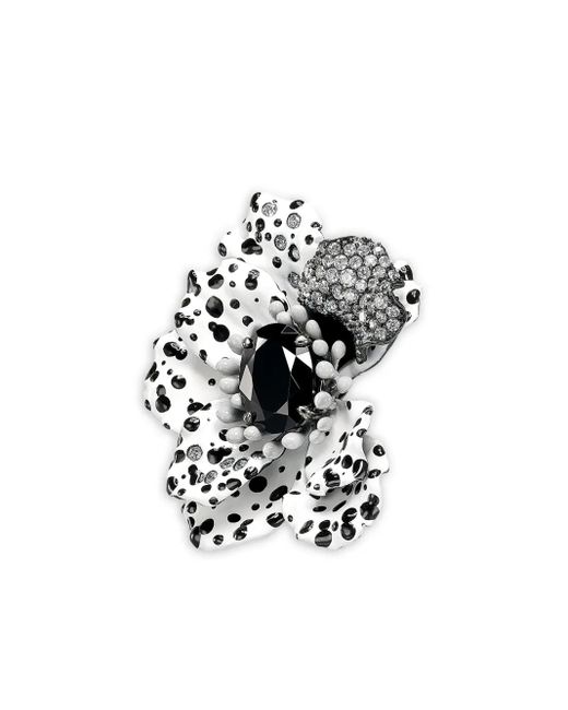 Anabela Chan White 14K And Rhodium Vermeil Monochromatic Poppy Diamond Earrings