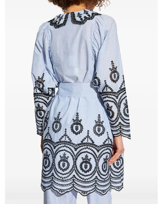 Munthe Blue Broderie Anglaise Organic Cotton Dress