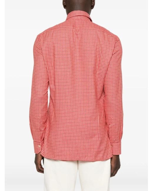 メンズ Kiton Checked Shirt Pink
