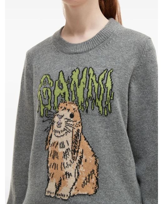 Ganni Gray Bunny Sweater