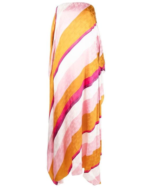 Fendi Orange Diagonal-stripe Maxi Dress