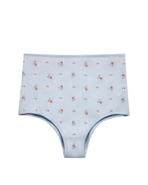 Prada Blue Floral-Print Briefs