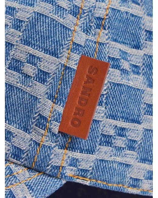Sandro Blue Logo-Patch Patterned Baseball Cap for men