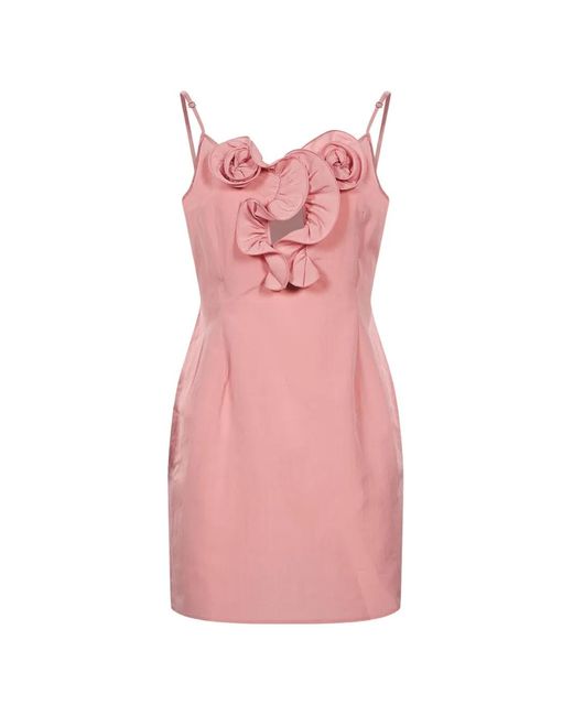 Magda Butrym Pink Mini Ruffled Floral-Appliqué Dress