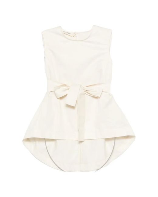 MOUTAKI White Sleeveless Round-Neck Blouse