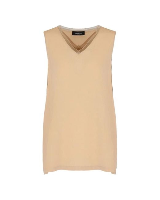 Fabiana Filippi Natural V-Neck Tulle Top