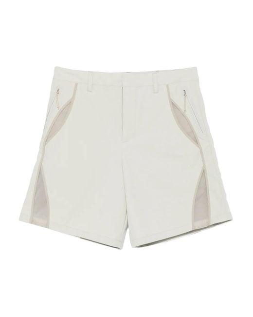 HELIOT EMIL White Panelled Mesh Insert Shorts for men