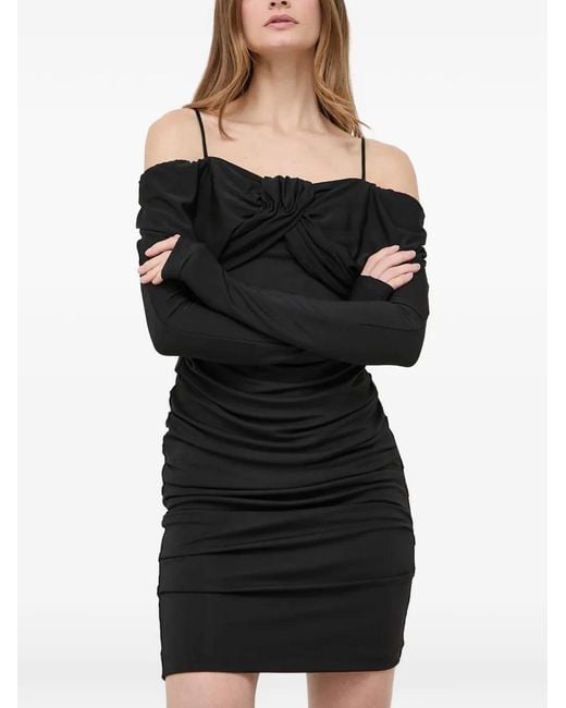 MARCIANO BY GUESS Black Off-Shoulder Ruched Dress