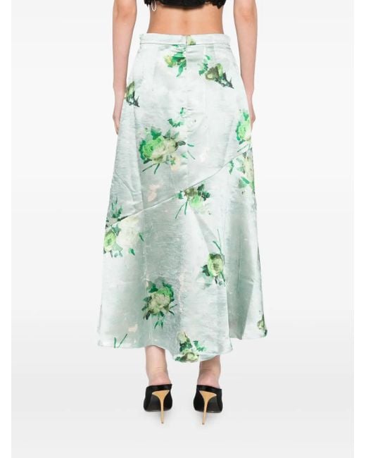 Erdem Green Asymmetric Skirt