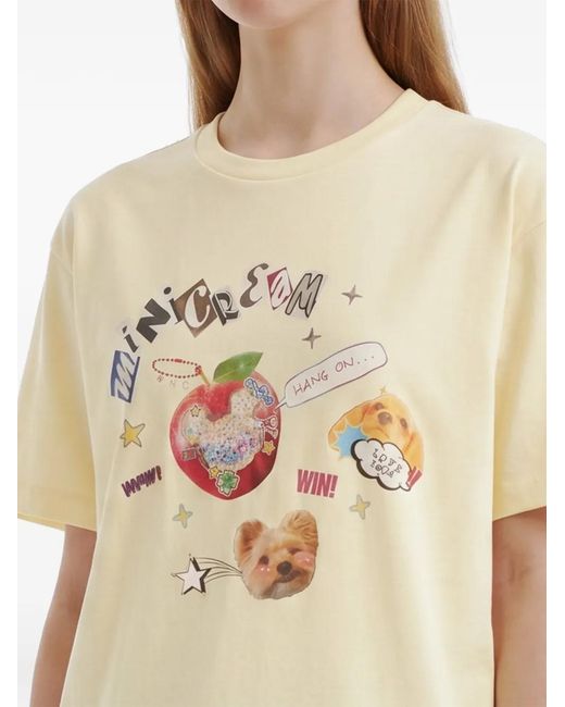 Mini Cream Natural Graphic-Print T-Shirt