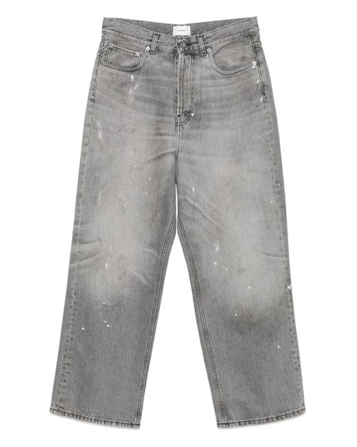 Haikure Gray Paint-Splatter Straight-Leg Jeans for men