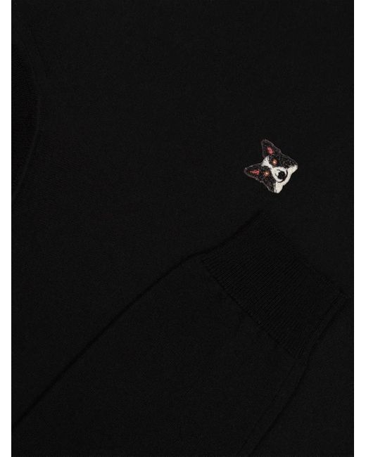 PELO FOUNDATION Black Border Collie Patch Roll Neck Jumper