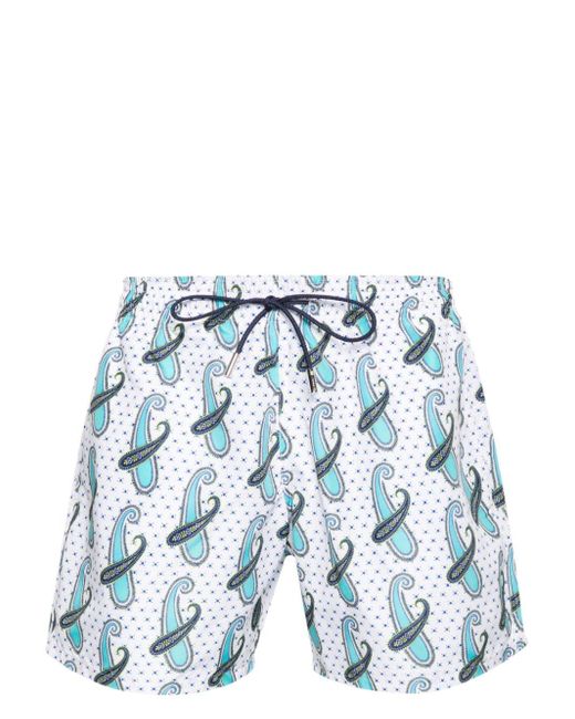 Etro Blue Paisley-print Swim Shorts for men
